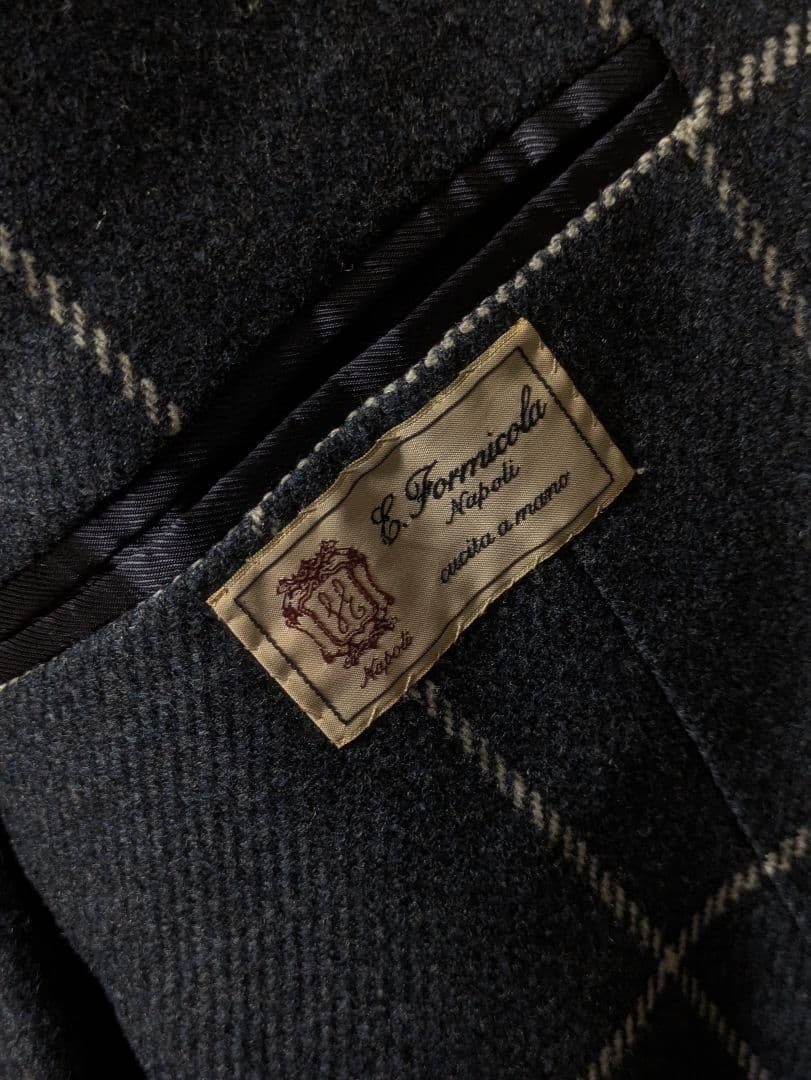 エリコフォルミコラ ジャケット ウィンドウペーン ネイビー 46 ナポリ仕立て