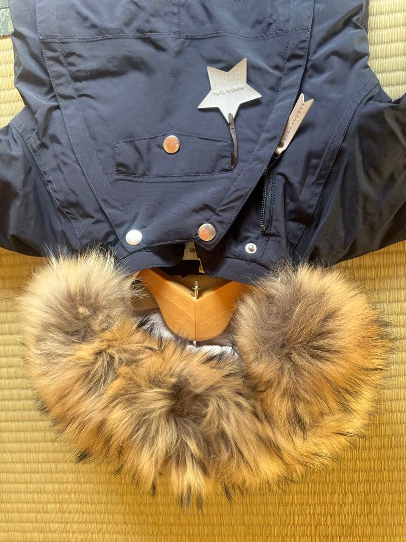 ネイビー 子ども用 スキーウェア ファー付き