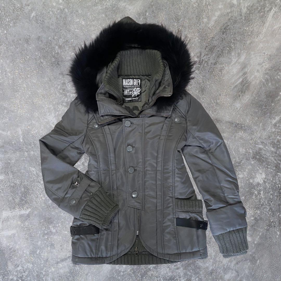 00s モッズコート リアルファー 光沢 平成 ギャル y2k グランジ