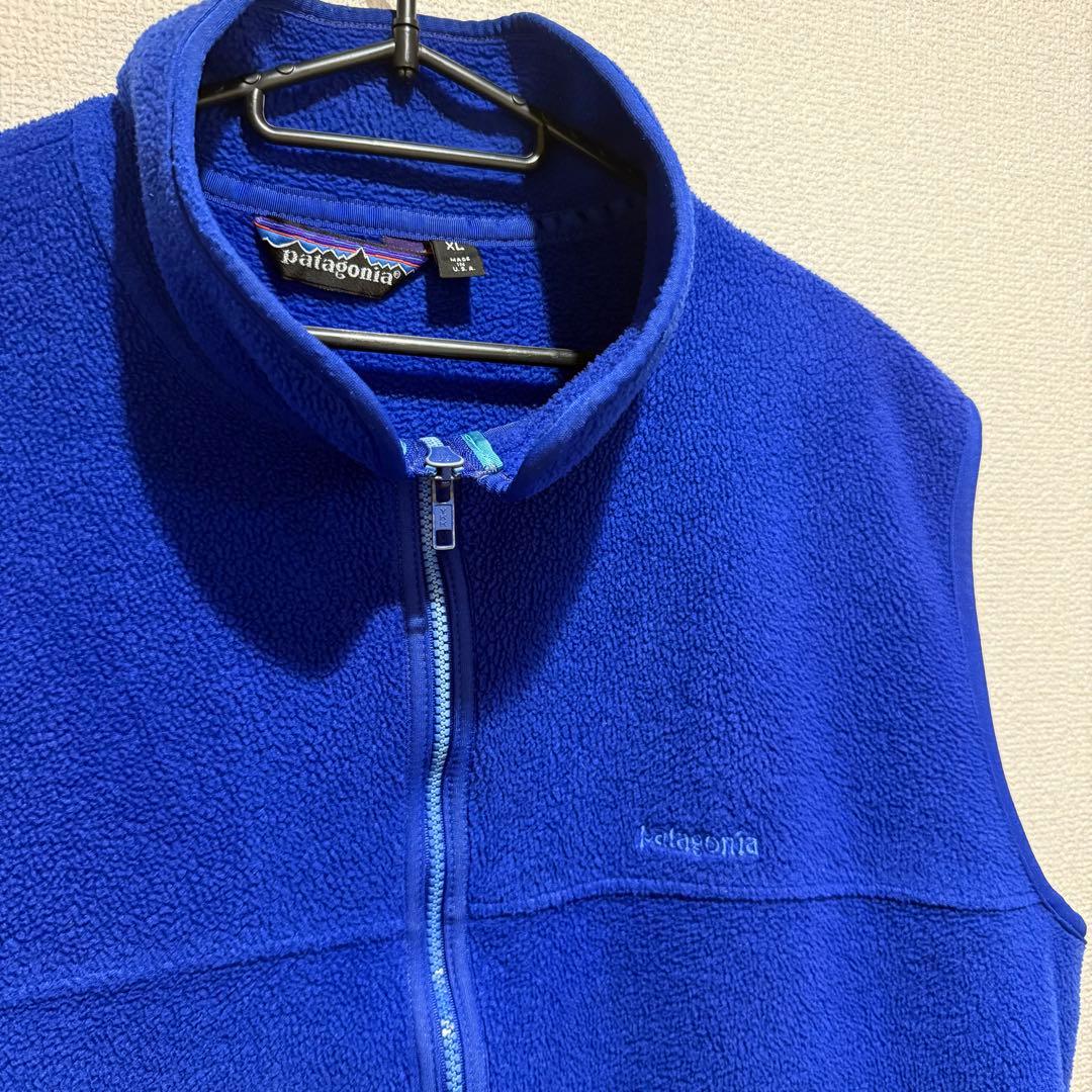 80's patagonia フリースベスト XL 青 3角タグ
