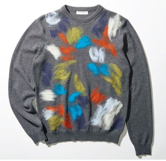 ETRO エトロ　ウールニット　水彩画模様　総柄　イタリア製　グレー　L