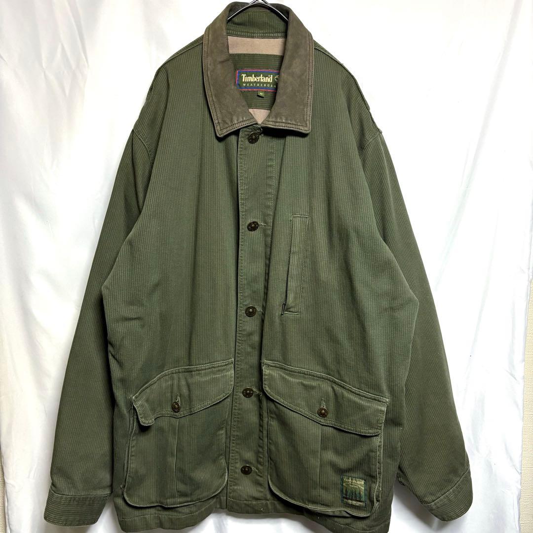 値下げ「希少」ティンバー ハンティングジャケット　襟レザー　90s 古着