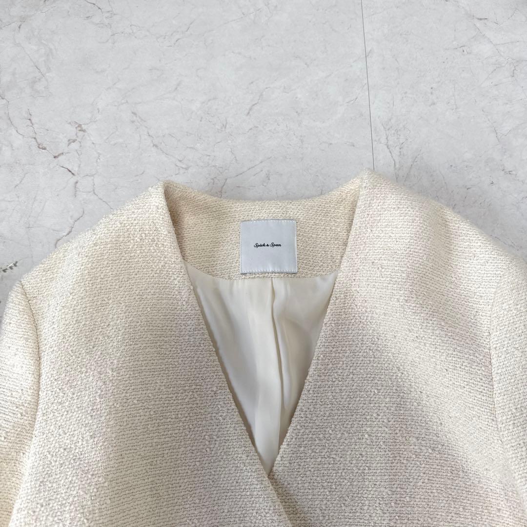 美品☆Spick & Span 3.6万　コットンツィードノーカラージャケット