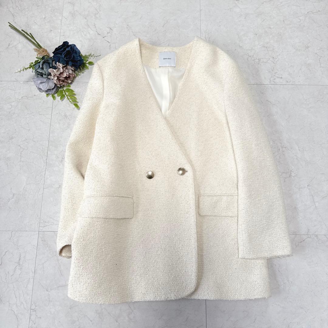 美品☆Spick & Span 3.6万　コットンツィードノーカラージャケット