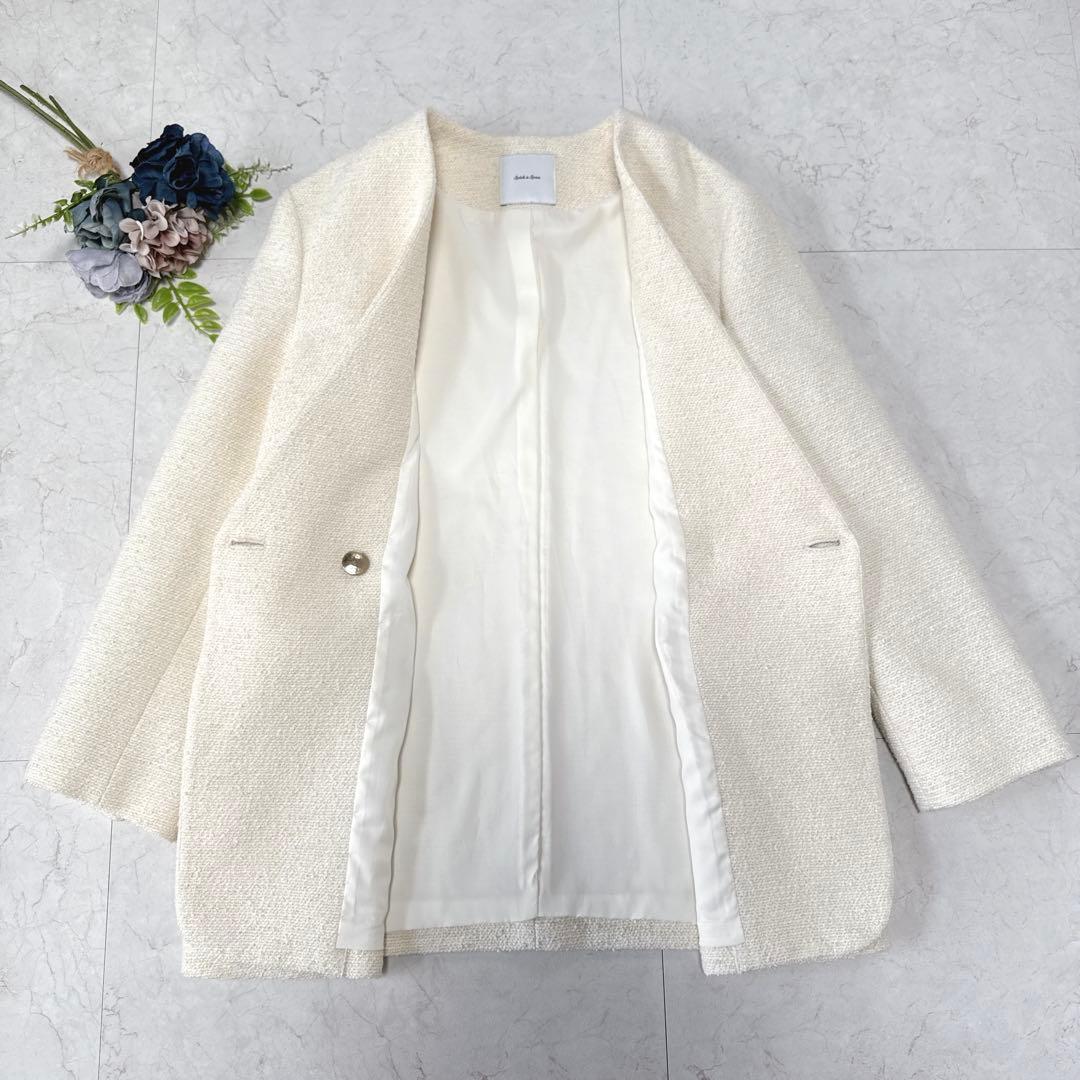 美品☆Spick & Span 3.6万　コットンツィードノーカラージャケット