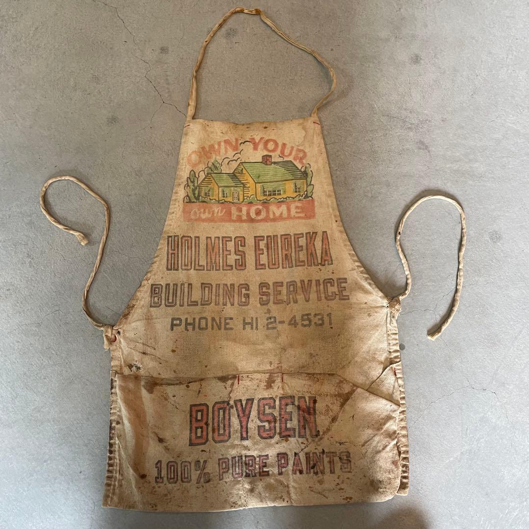 50s〜　染み込み　ワークエプロン　ビンテージ　apron vintage