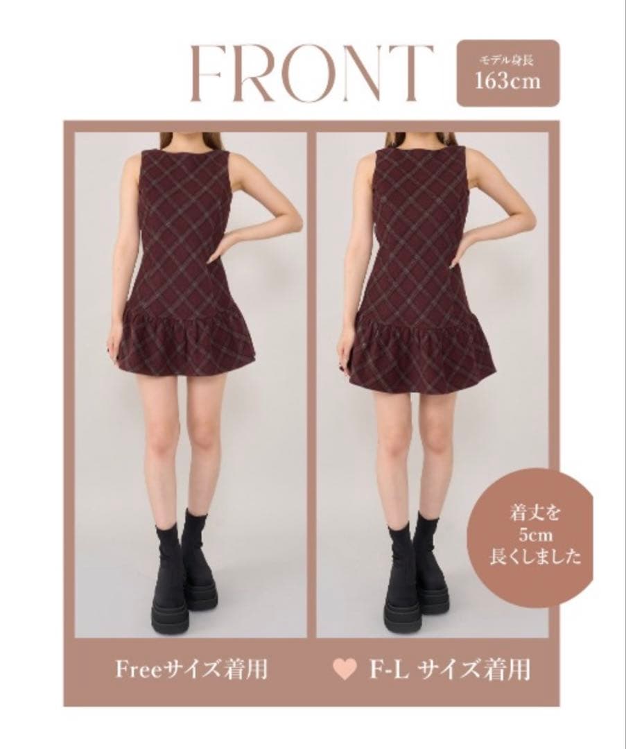 《Darich》ダーリッチ タータンチェックノースリミニワンピース