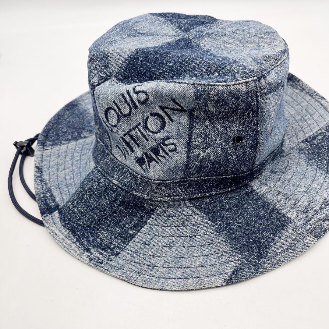 ルイヴィトン　ハット シャポー　スケーター　ダミエ ソルト　ブルー デニム　60