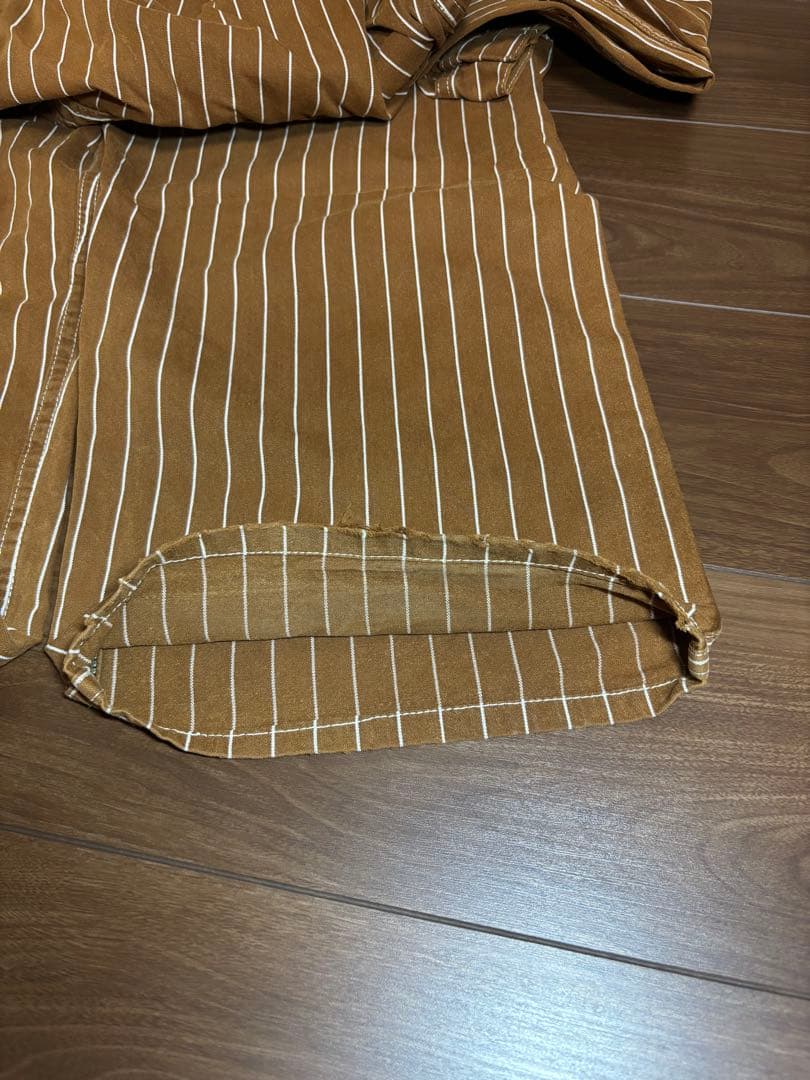 SUGAR CANE ストライプ オーバーオール ブラウン