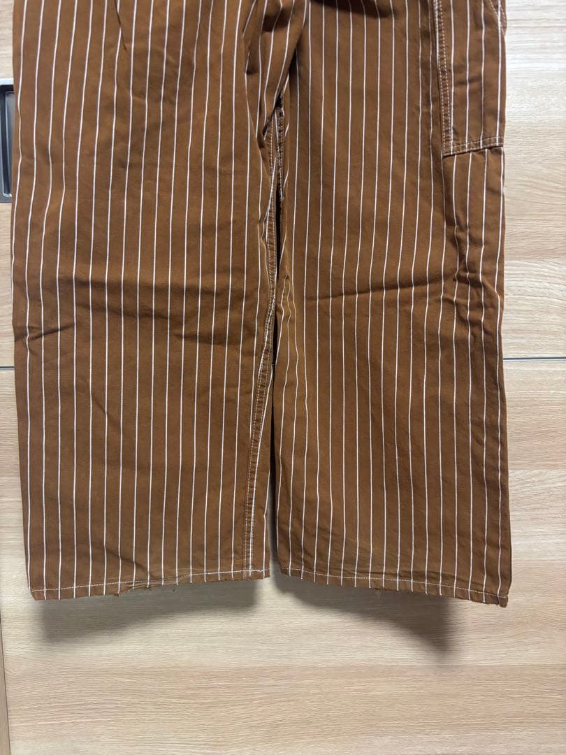 SUGAR CANE ストライプ オーバーオール ブラウン