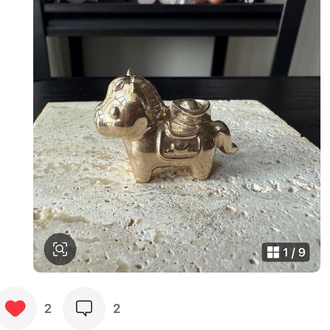 【MHUSK】天然石グリーンストロベリークォーツの馬　NO.120902