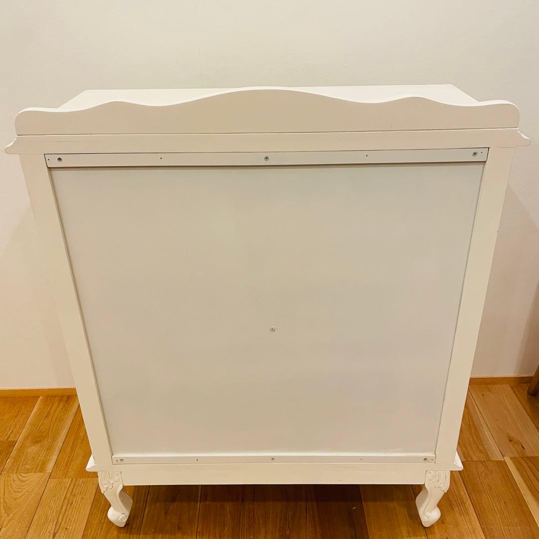 ロココ調 クラシカルなホワイトサイドチェスト 猫脚 白家具 姫系 ふんわり