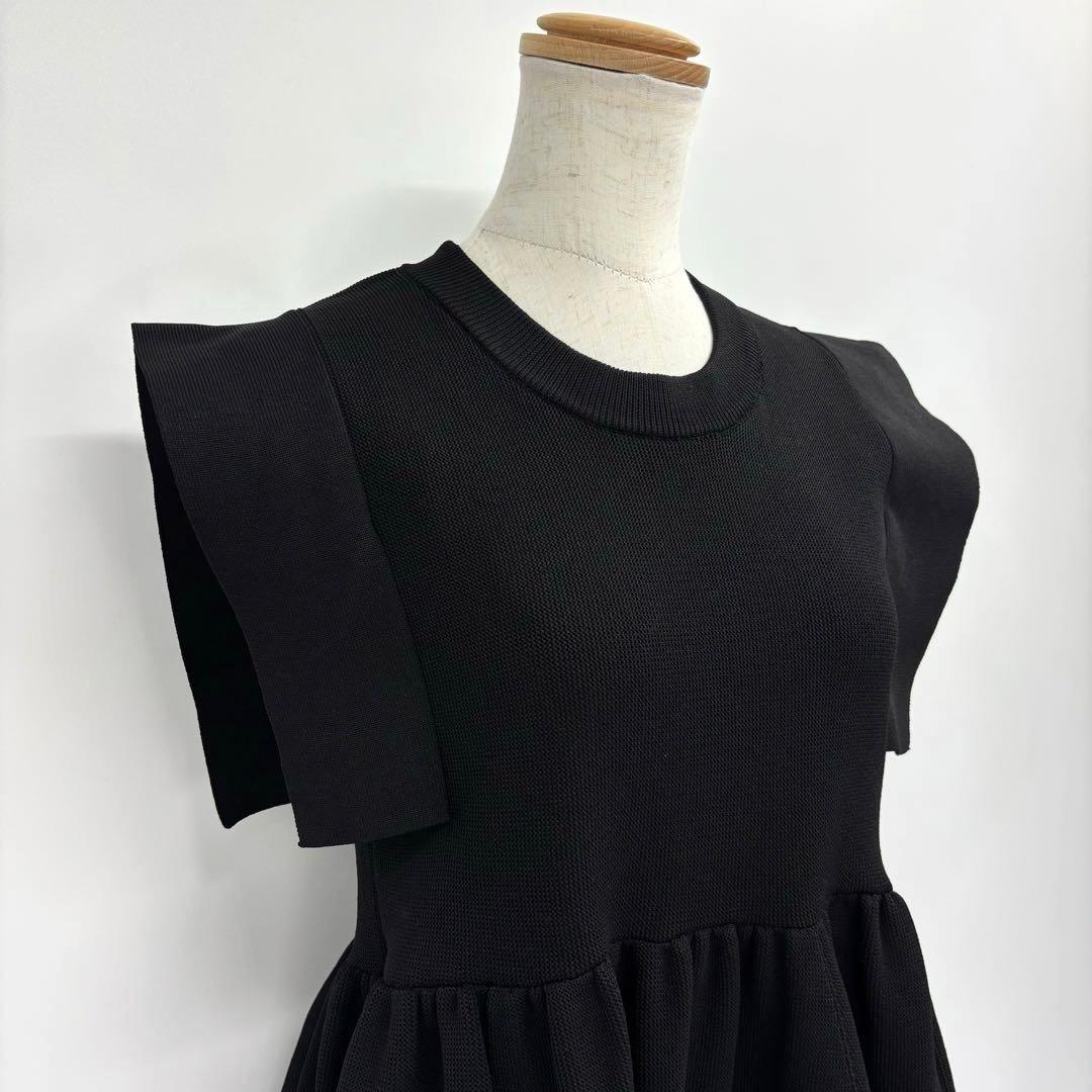 美品　クラネ　CLANE　スクエアスリーブギャザーニットトップス　1　ブラック
