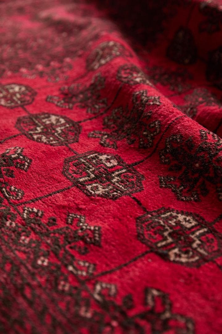 大型ヴィンテージラグ　トライバルラグ　トルクメン族（287×200cm）赤　黒