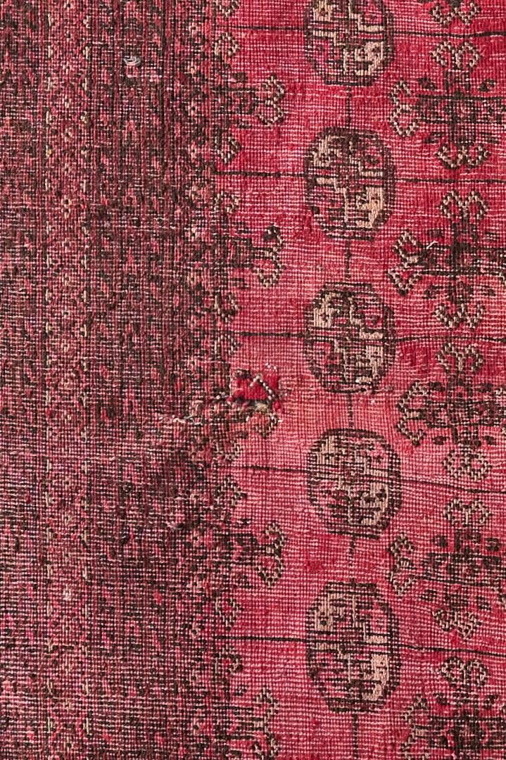 大型ヴィンテージラグ　トライバルラグ　トルクメン族（287×200cm）赤　黒