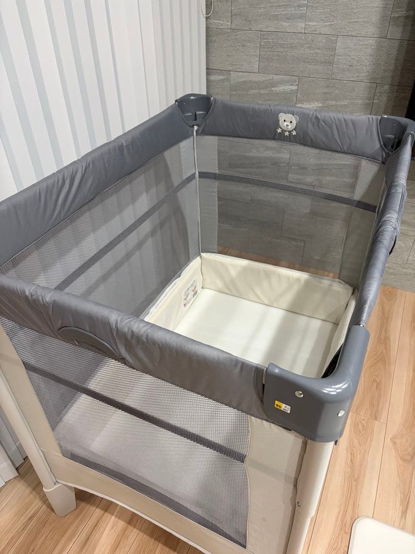 アップリカ ココネルエアー AB ベビーベッド グレーベアー ホワイトグレー