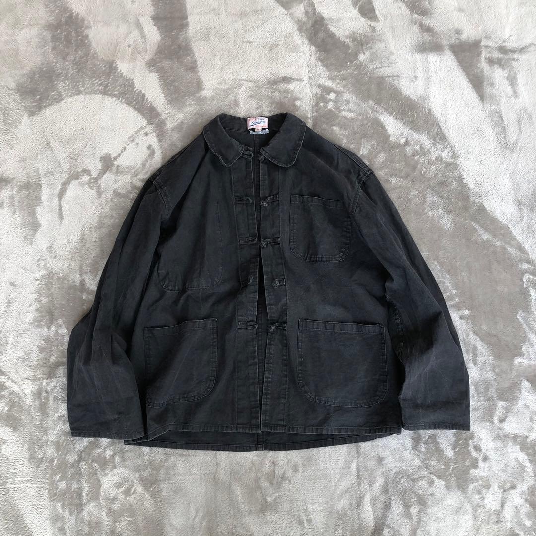 Shanghai チャイナシャツ　フェードブラック墨黒　カンフーシャツシャンハイ