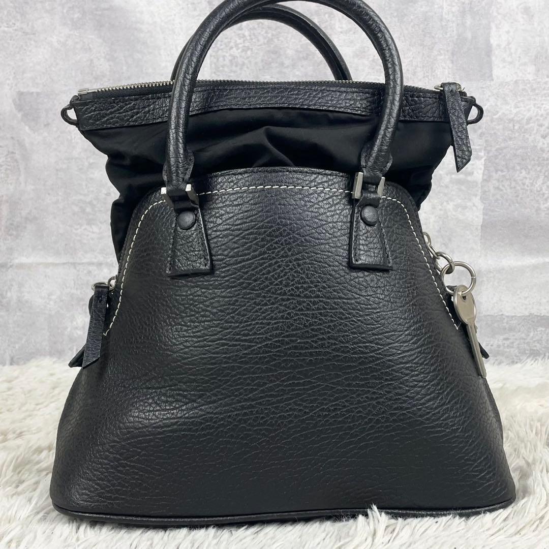 美品 メゾンマルジェラ レザー 2WAY ショルダーバッグ 5ac ブラック