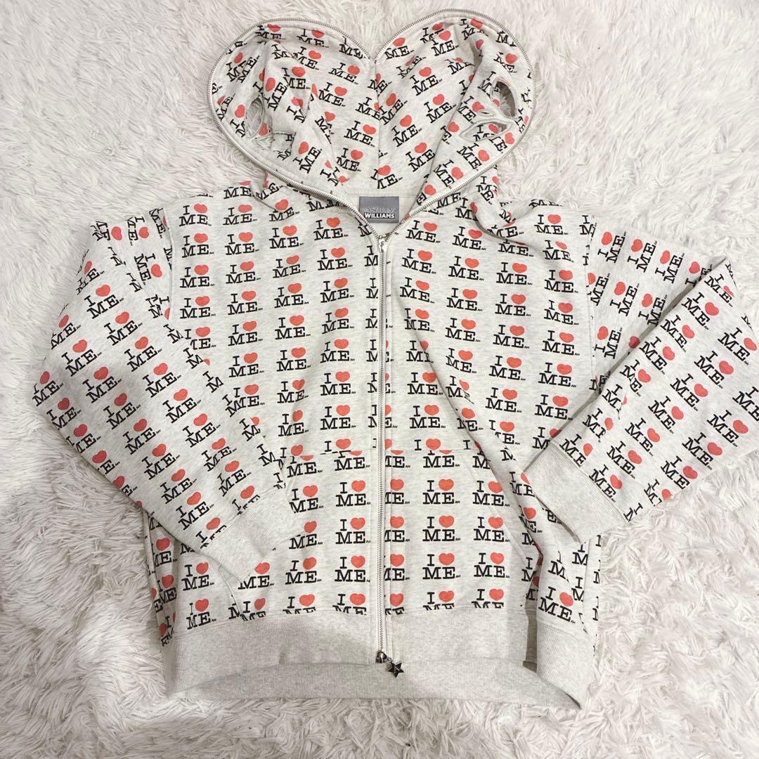 Ashley Williams パーカー I ♡ ME バタフライ 総柄 L