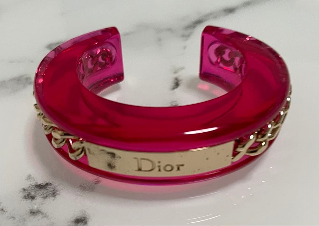 ヴィンテージ　クリスチャンディオール　チェーン　アクリル　バングル