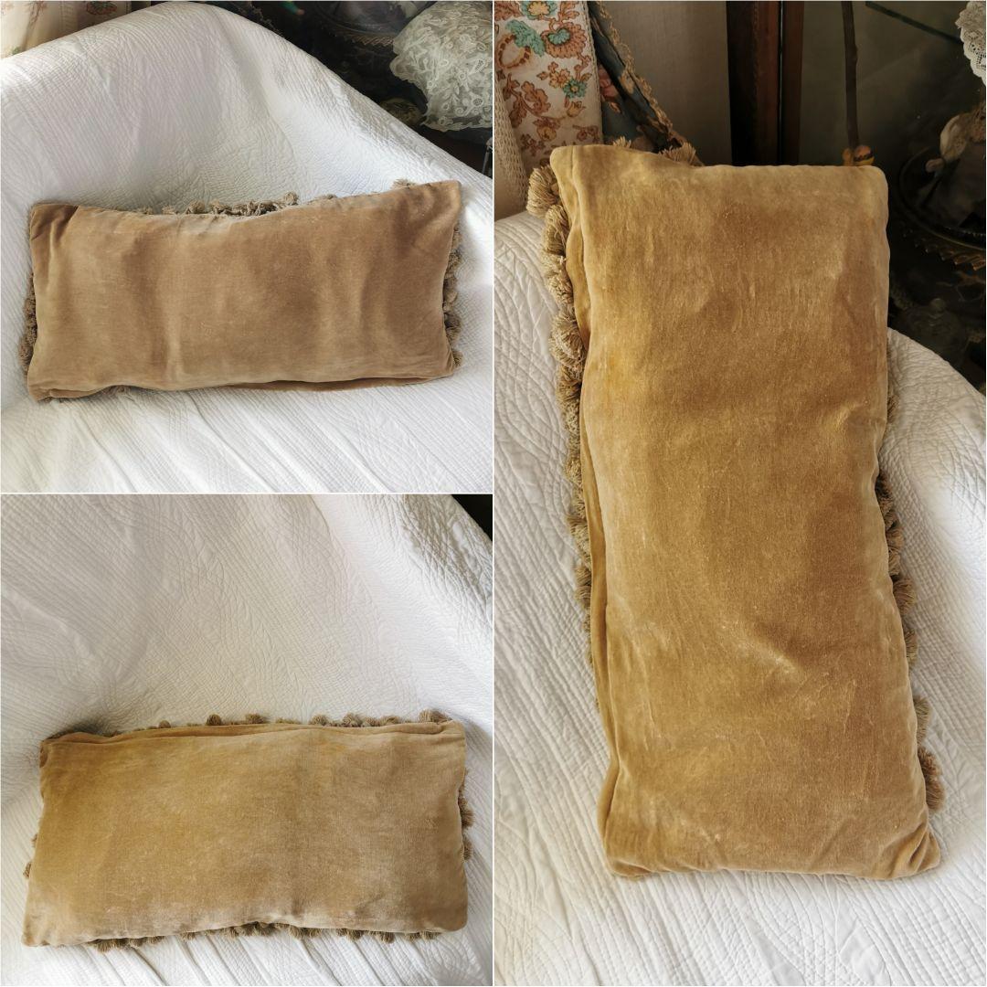 アンティーク プチポワン 薔薇のガーランドのニードルポイント クッションカバー