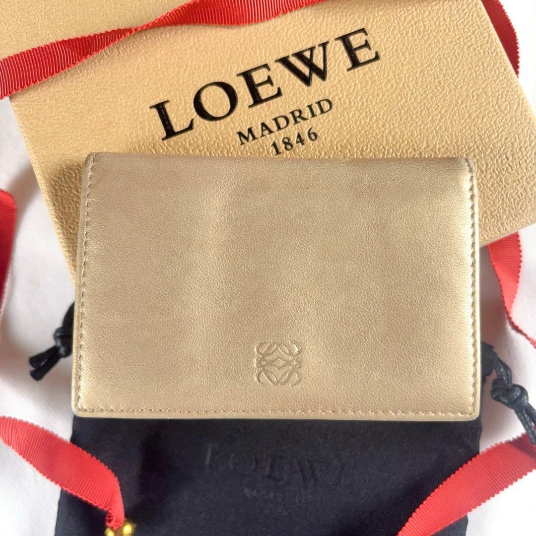LOEWE アナグラム カードケース 名刺入れ レザー Madrid ゴールド