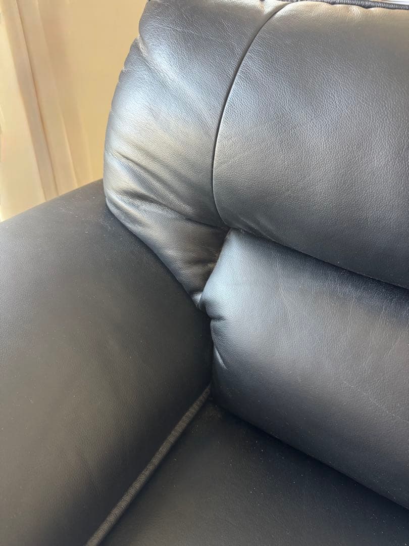 黒 コーナーソファ 本革製