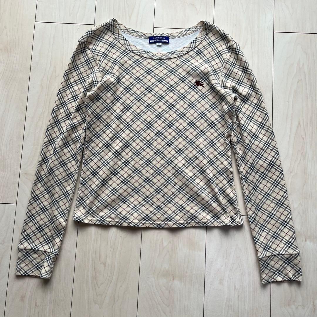 Y2K バーバリーブルーレーベル ノバチェック 長袖 カットソー Tシャツ