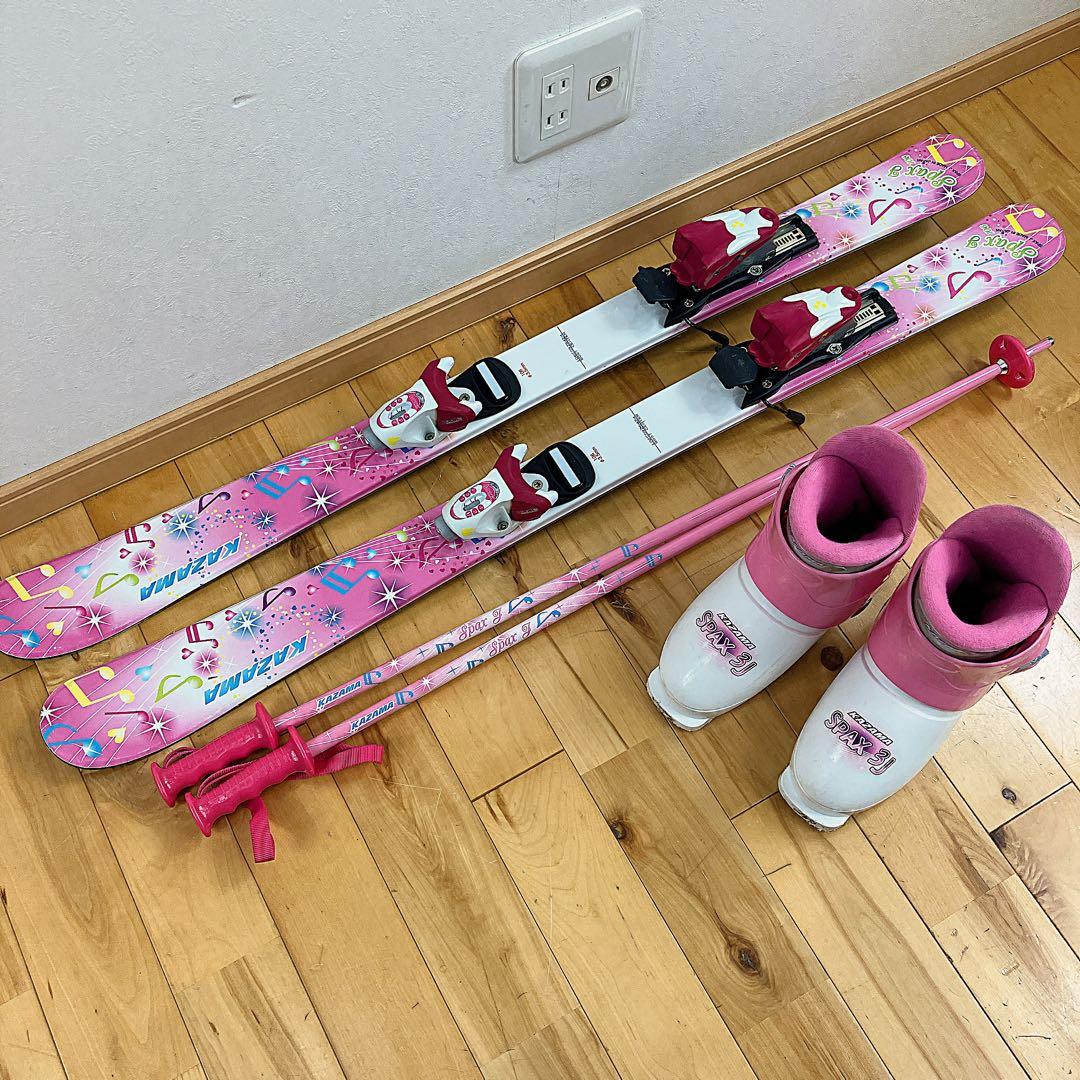 KAZAMA スキー板 106㎝　ストック ブーツ　4点セット