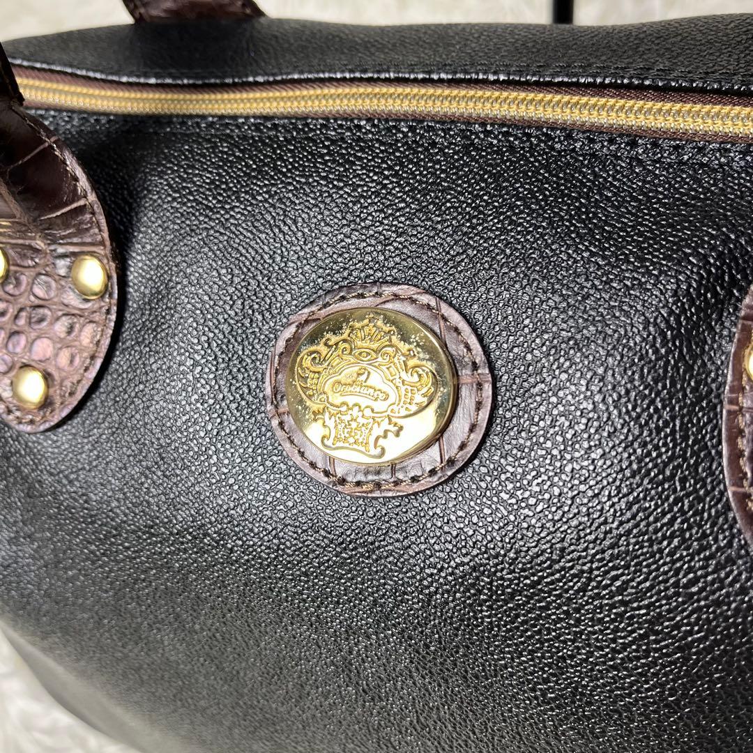 Orobianco ボストンバッグ 2way PVC クロコ型押し ブラック