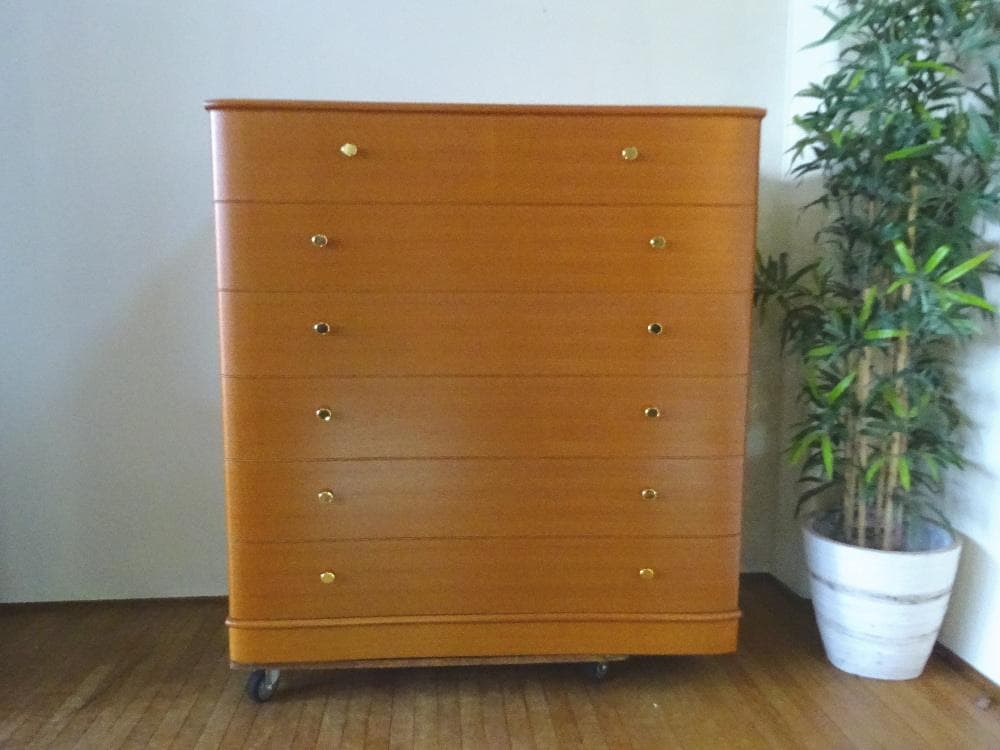 たは　最高級　府中家具　チーク材　6段チェスト　整理ダンス　収納タンス美品