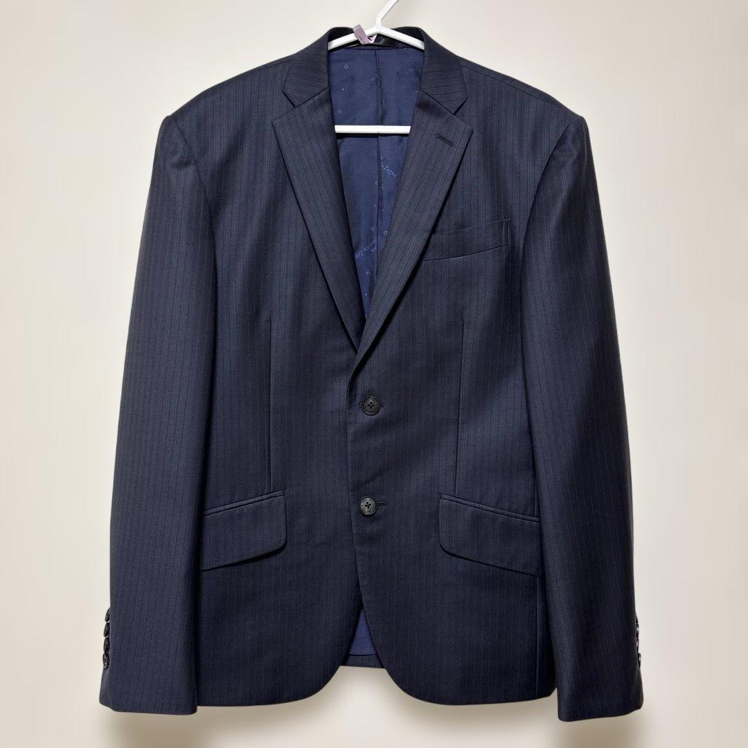 エルメネジルド ゼニア スーツ ３点セット ３ピース ストライプ柄 ネイビー