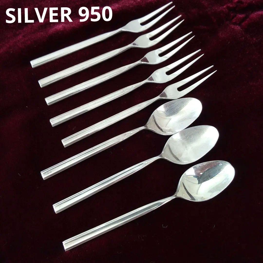 SILVER950 カトラリーセット デミタススプーン3本 デザートフォーク5本