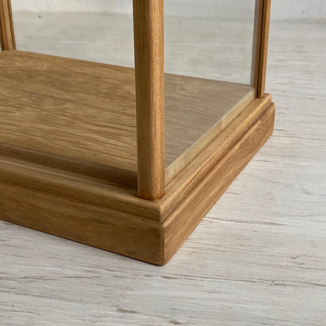 rin 古い木製 小振り ガラスケース 2段 卓上ショーケース 扉なし