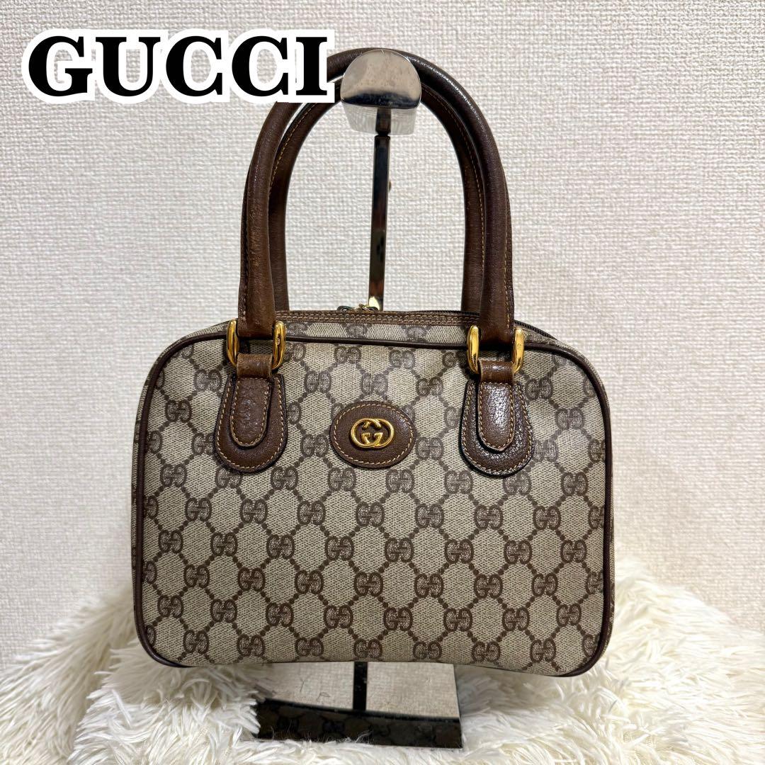 【美品】GUCCI　オールドグッチ　ハンドバッグ　PVC　GG柄　GGスプリーム