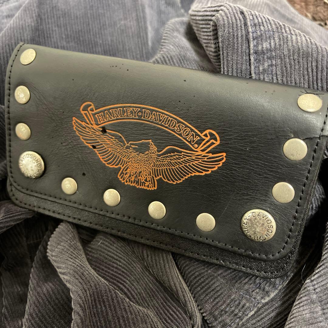 HARLEY-DAVIDSON スタッズ付きブラックレザー財布 80s