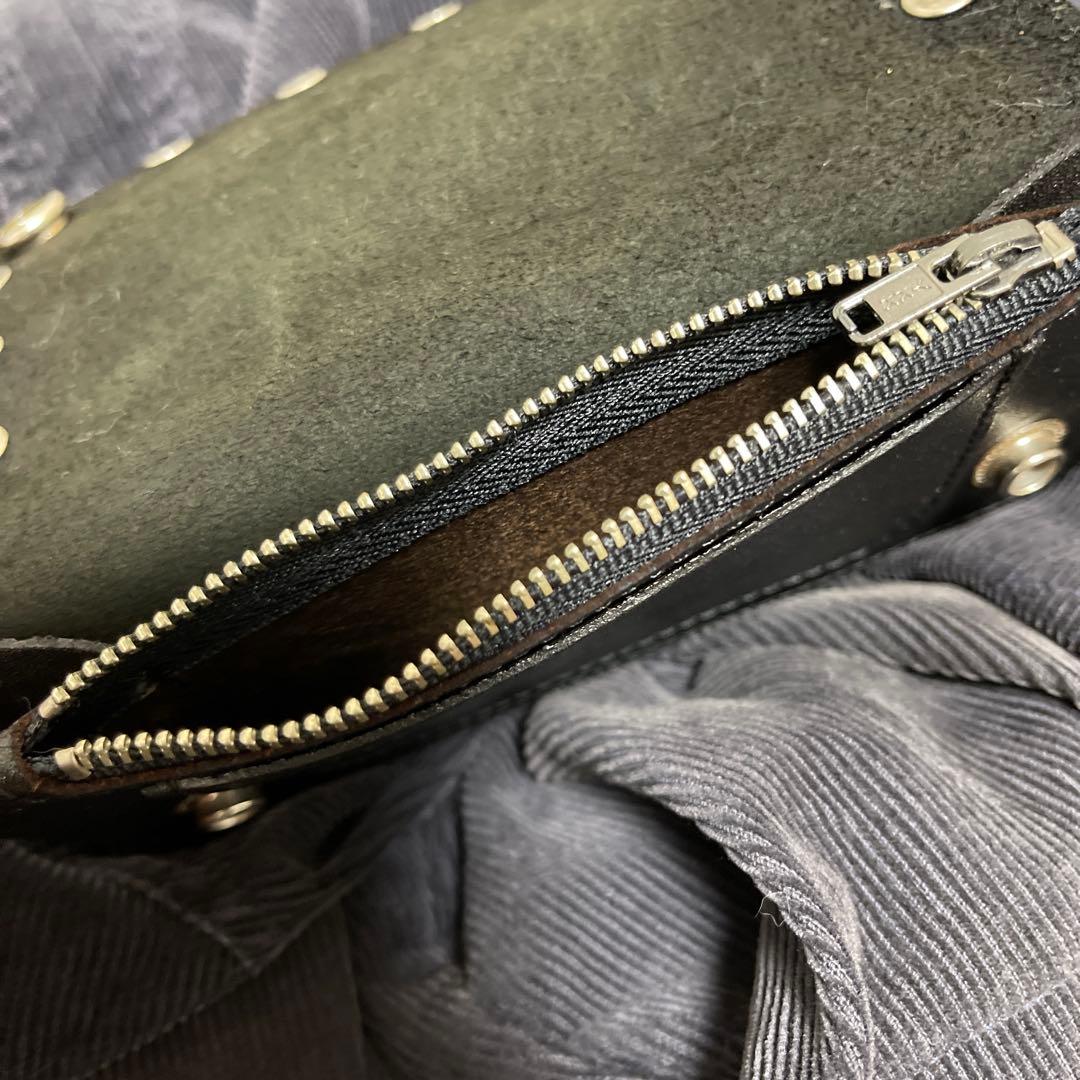 HARLEY-DAVIDSON スタッズ付きブラックレザー財布 80s