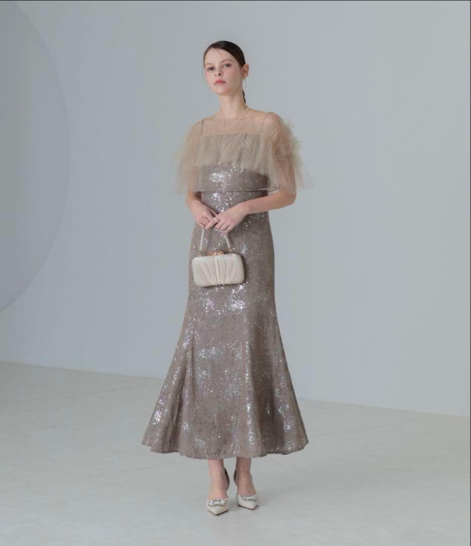 【新品】Leja チュールフリルボレロペイントマーメイドドレス　M