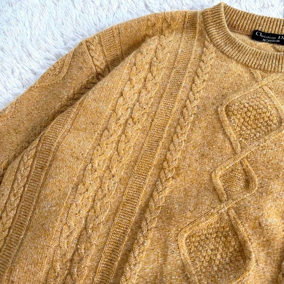 クリスチャンディオールムッシュー カシミヤ100% ケーブルニット セーター