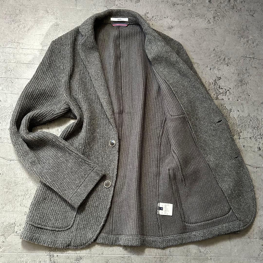 極美品 SHIPS アンコン XL ニット テーラードジャケット ジャガード