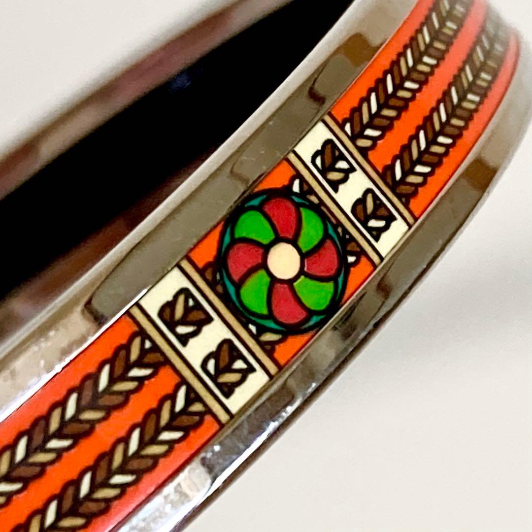 HERMES エルメス エマイユ バングル シルバー オレンジ 極美品☆