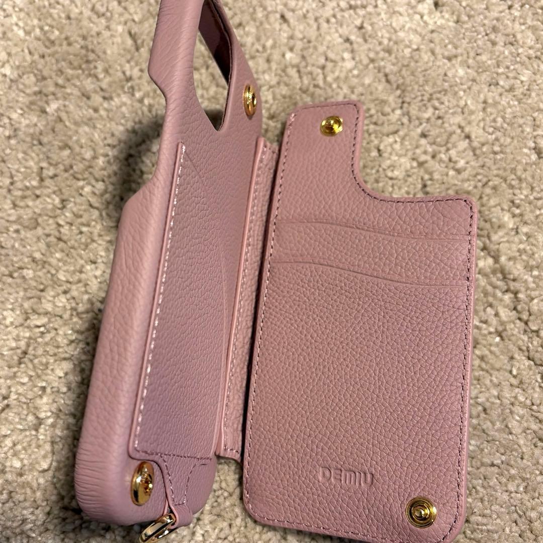 ♡新品未使用♡DEMUI♡iPhone15用♡薄紫 キルティングケース