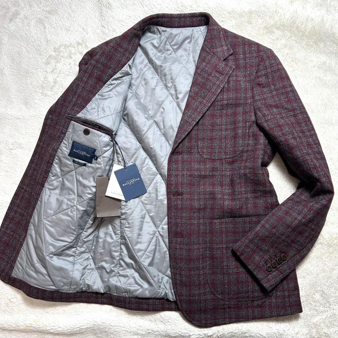 BALLANTYNE 最高峰　カシミアジャケット50 ボルドー　チェック