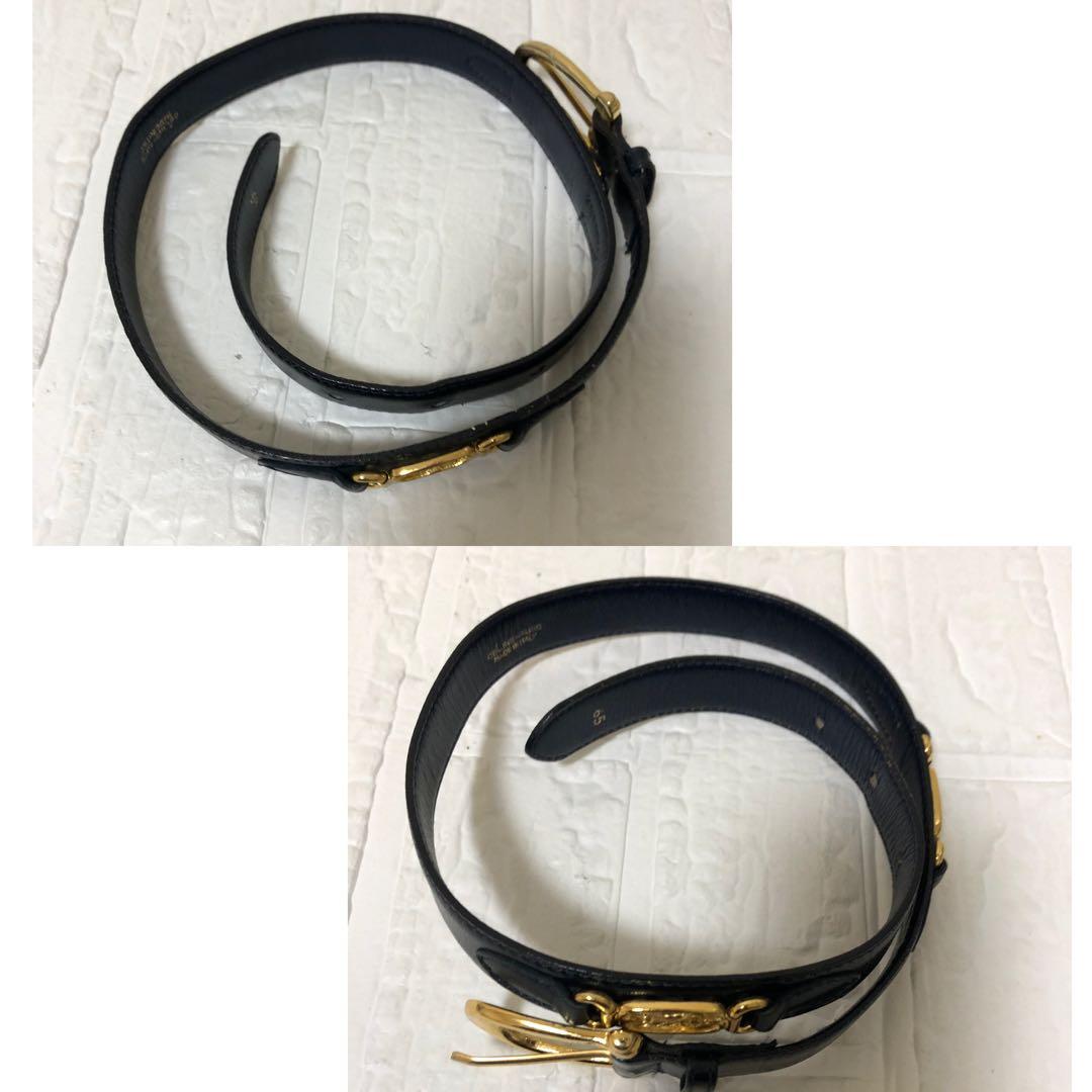 美品　CELINE セリーヌ ベルト 馬車金具 ゴールド　ブラック　レディース