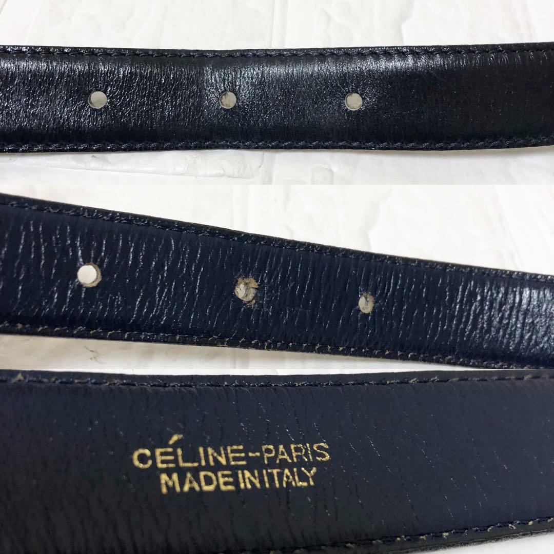 美品　CELINE セリーヌ ベルト 馬車金具 ゴールド　ブラック　レディース