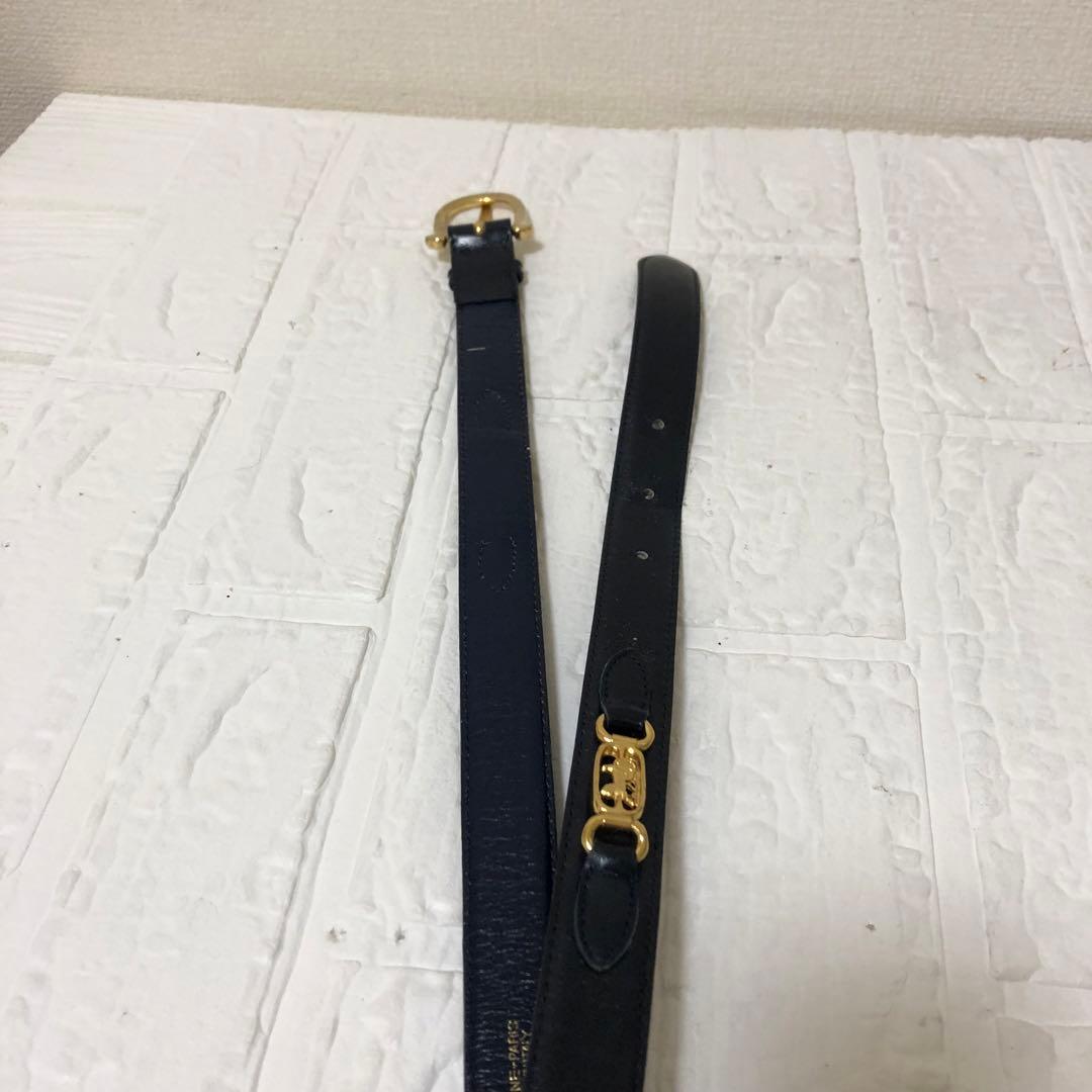 美品　CELINE セリーヌ ベルト 馬車金具 ゴールド　ブラック　レディース