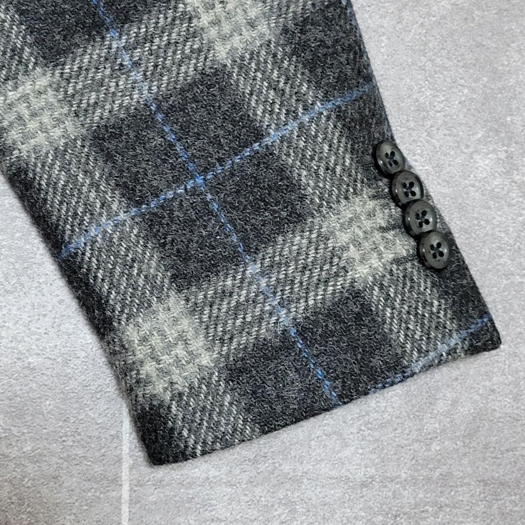★極美品 ボリオリ 秋冬極厚起毛ツイード ダークグレー テーラードジャケット
