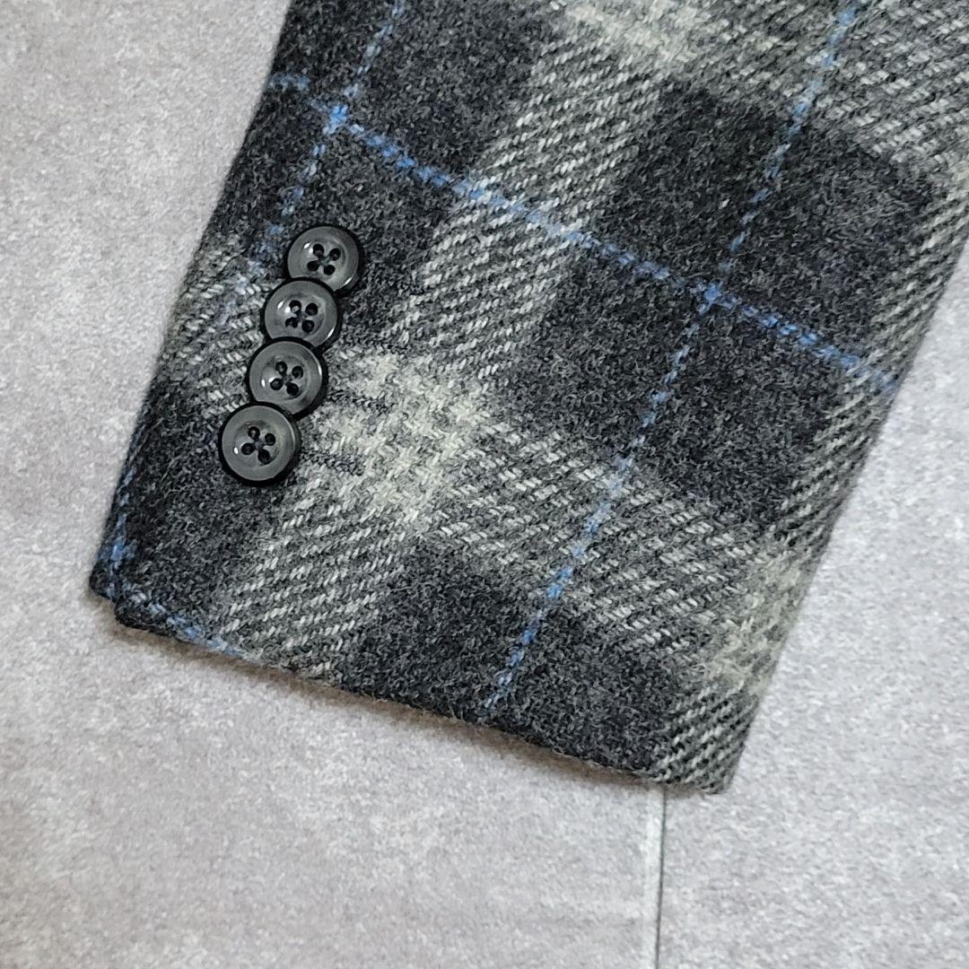 ★極美品 ボリオリ 秋冬極厚起毛ツイード ダークグレー テーラードジャケット