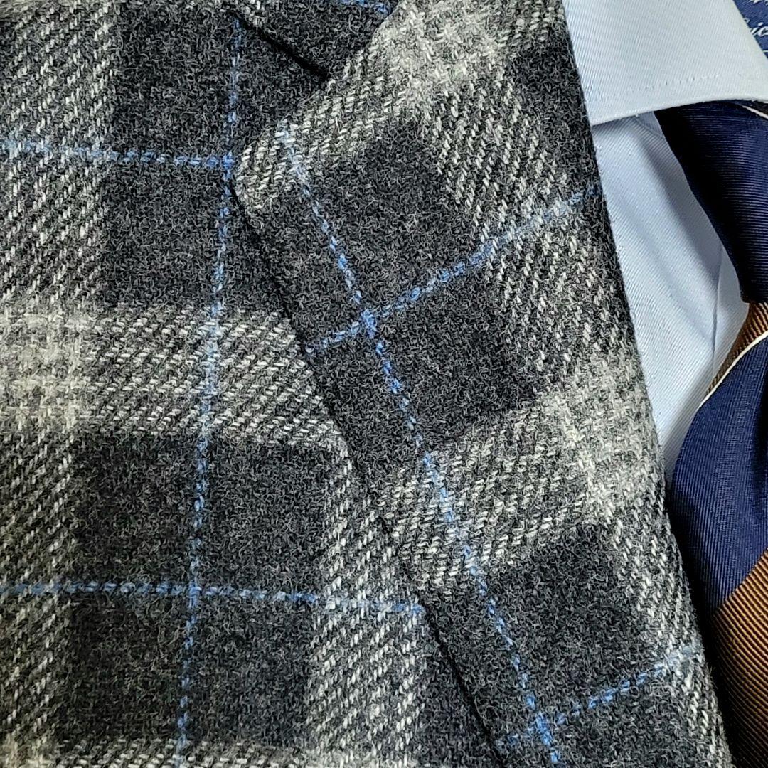 ★極美品 ボリオリ 秋冬極厚起毛ツイード ダークグレー テーラードジャケット