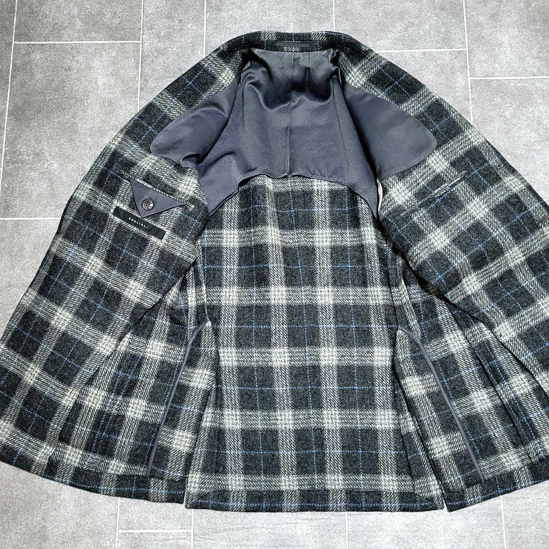 ★極美品 ボリオリ 秋冬極厚起毛ツイード ダークグレー テーラードジャケット